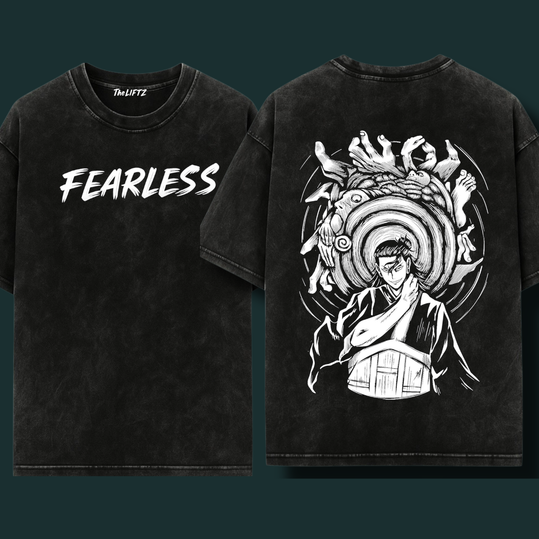 FEARLESS Black Acid Wash Oversized Tee