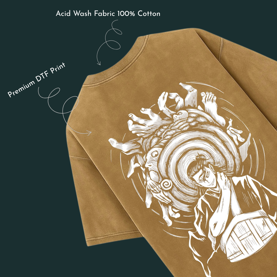 FEARLESS Mustard Acid Wash Oversized Tee