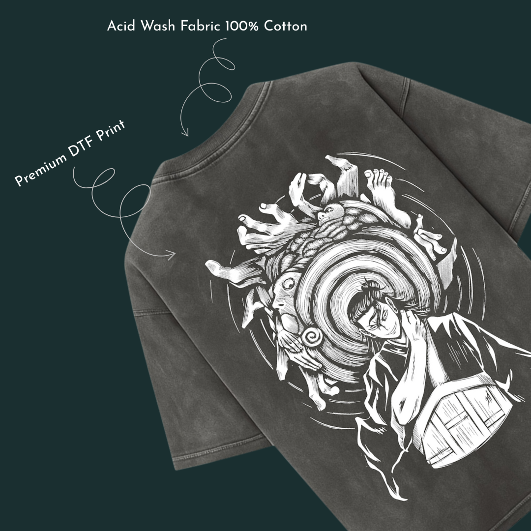 FEARLESS Dark Grey Acid Wash Oversized Tee