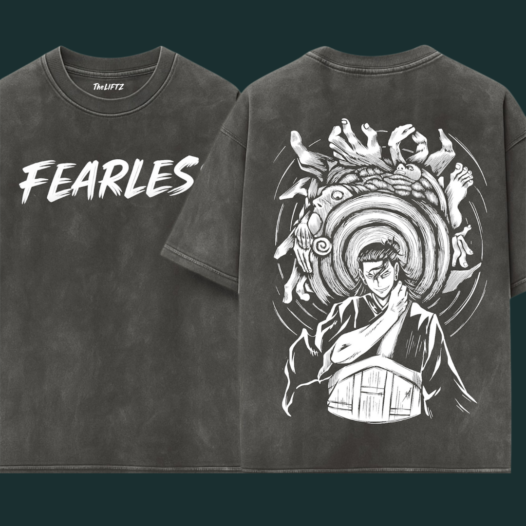 FEARLESS Dark Grey Acid Wash Oversized Tee