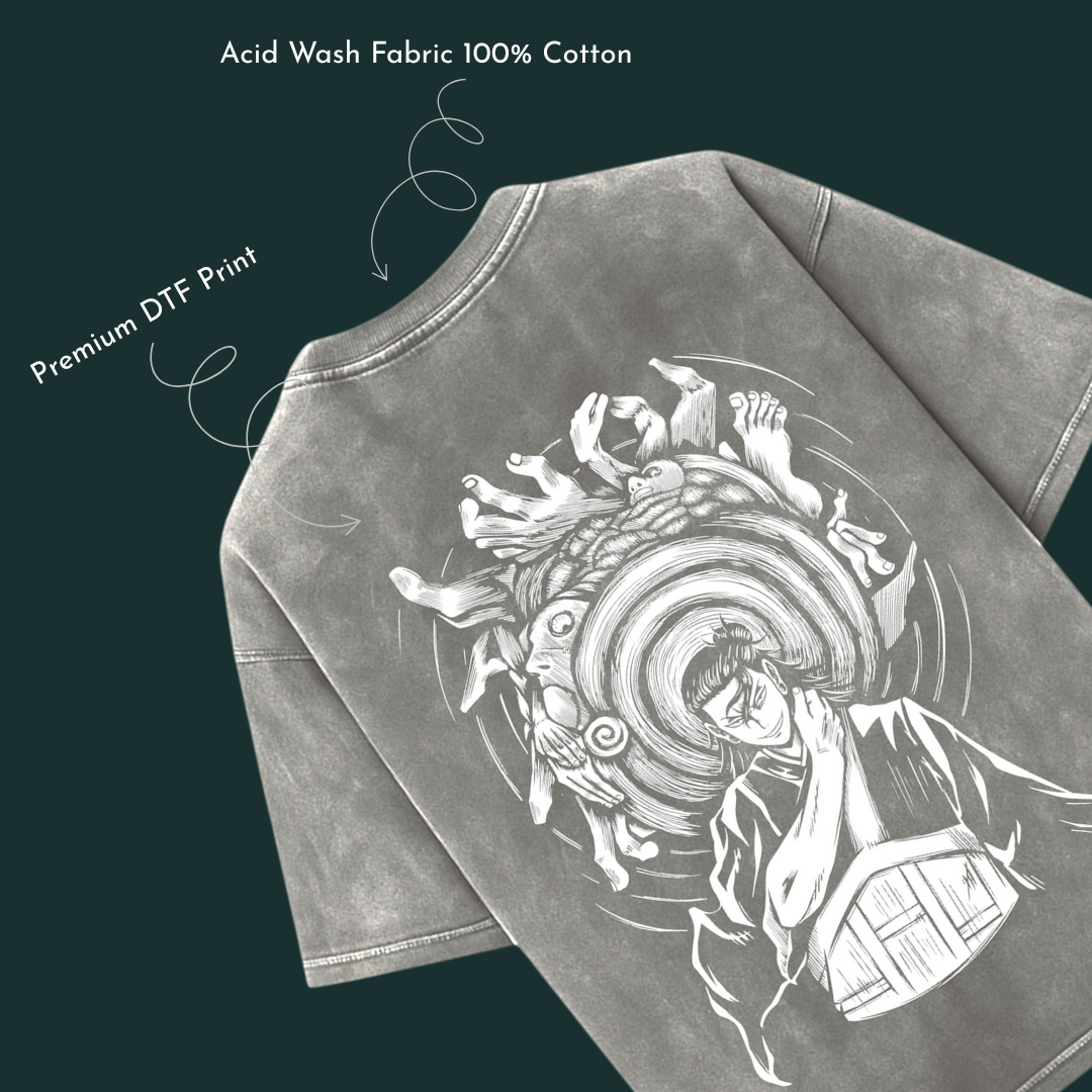 FEARLESS Grey Acid Wash Oversized Tee