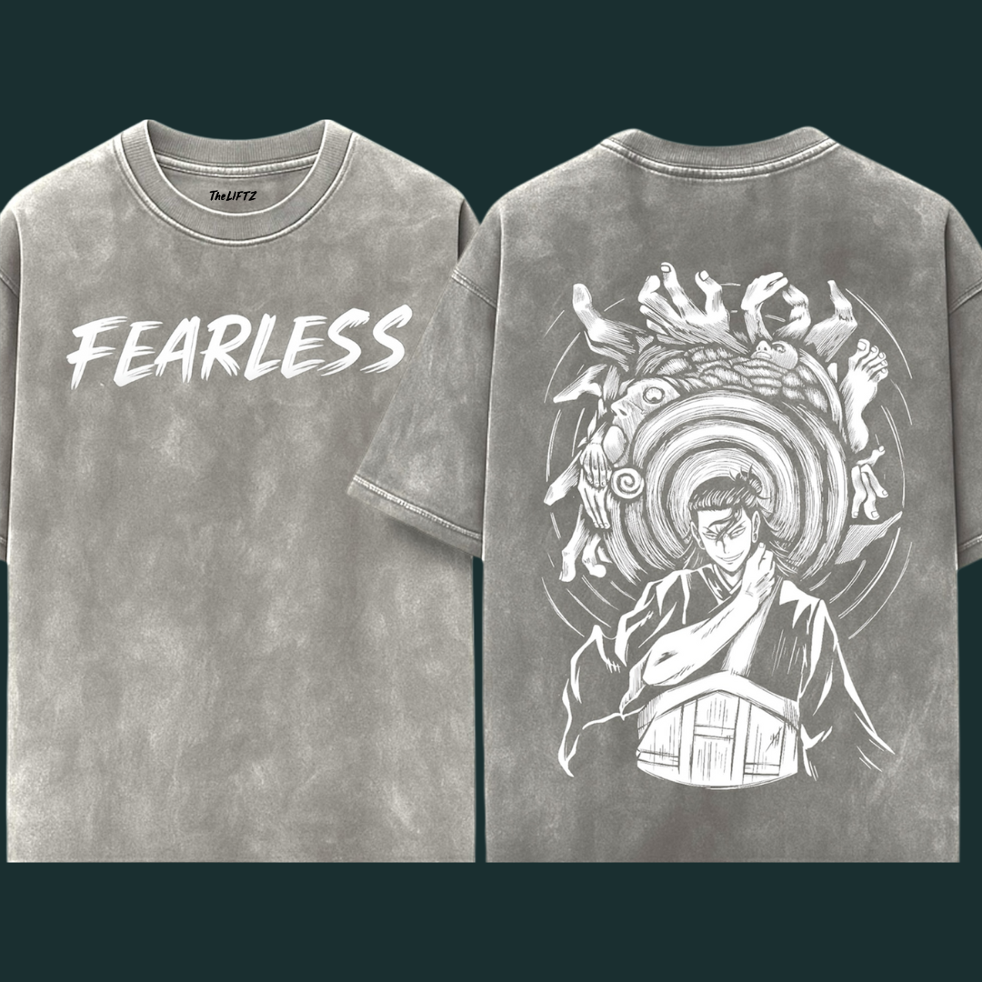 FEARLESS Grey Acid Wash Oversized Tee