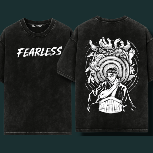 FEARLESS Black Acid Wash Oversized Tee