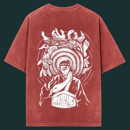 FEARLESS Red Acid Wash Oversized Tee