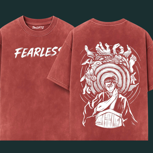 FEARLESS Red Acid Wash Oversized Tee
