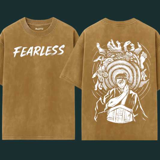 FEARLESS Mustard Acid Wash Oversized Tee