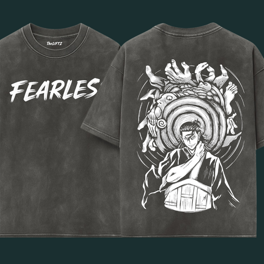 FEARLESS Dark Grey Acid Wash Oversized Tee