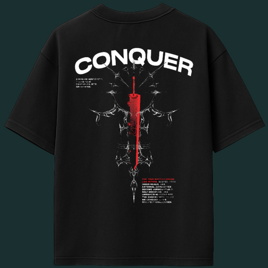 Conquer Design – 240 GSM Pure Cotton Oversized T-Shirt